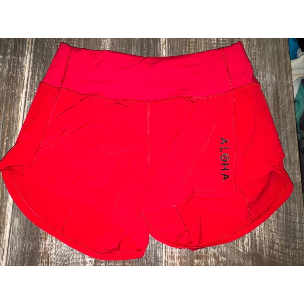 Lululemon Speed Up Shorts hawaii 2 Red Aloha Graphic Running Athletic Shorts